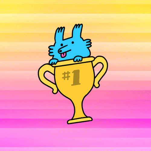 Number One Gold Cup Award Blue Dog GIF