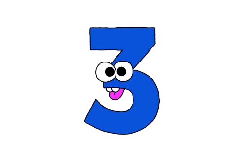 Number Three Cartoon With Tongue