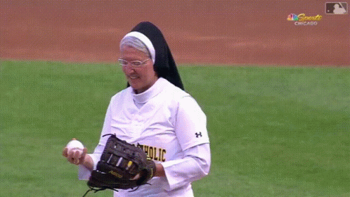 Nun Playing Baseball GIF