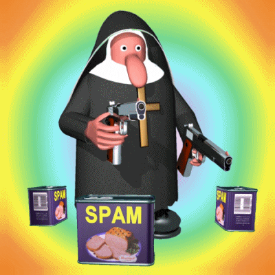 Nun With Guns And Spam GIF