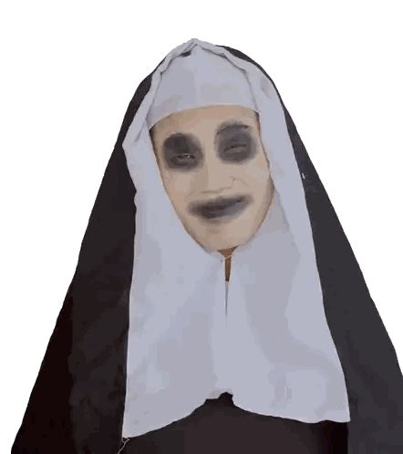 Nun with White Veil and Black Eyes