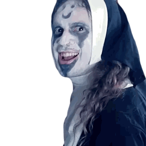 Nun Woman Smiling With Painted Face