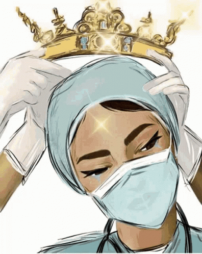 Nurse Wearing Mask Holding Crown