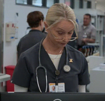 Nurse with Stethoscope and Name Tag