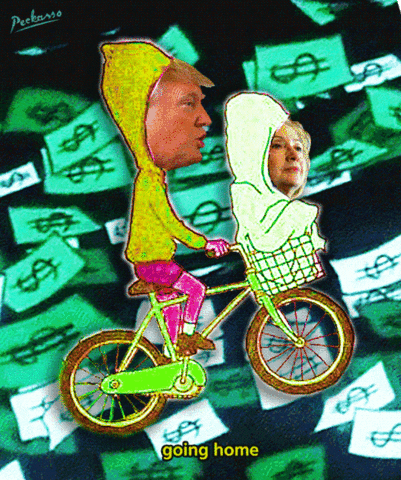 Nwo Donald Trump Hillary Clinton Bike Meme GIF