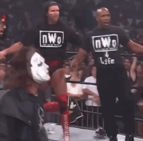 Nwo Machoman Revealing Mask Wrestling GIF