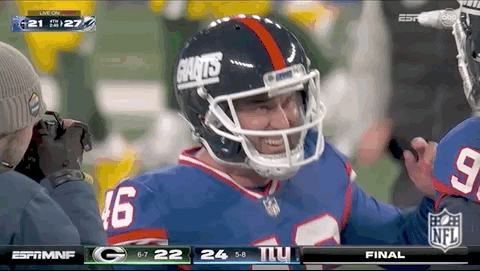 Ny Giants Players Tapping Randy Bullock Helmet GIF