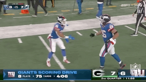 Ny Giants Saquon Barkley Low Five With Teammate GIF
