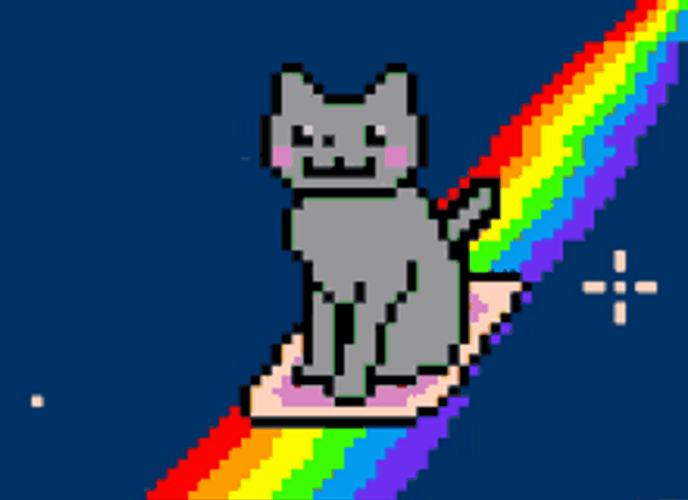 Nyan Cat Riding Carpet In Rainbow GIF