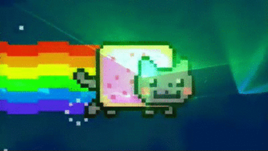 Nyan Cat Running With Phixa Logo GIF