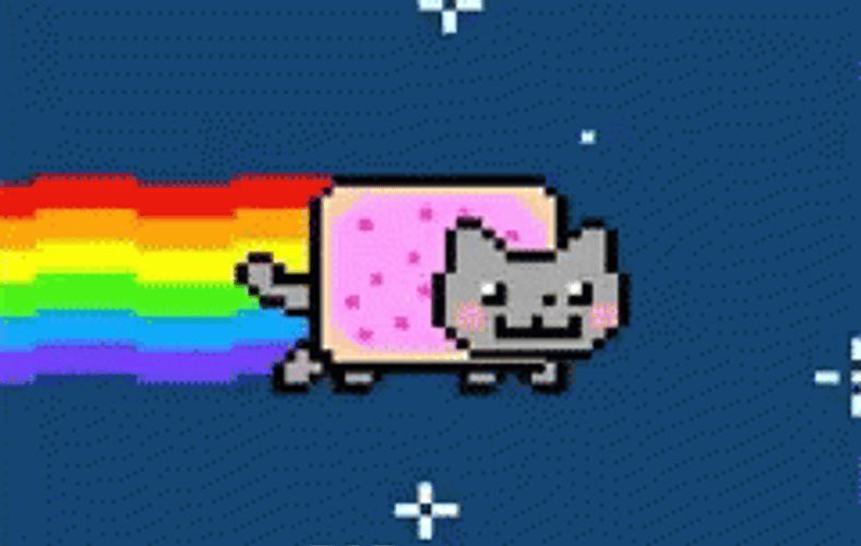 Nyan Cute Cat Animated Rainbow Night GIF