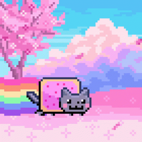 Nyan Cute Cat Animated Rainbow GIF