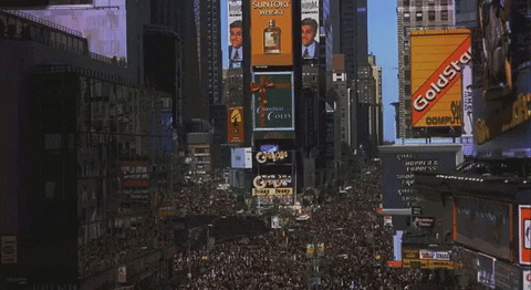 Nyc Times Square Crowd 90s GIF