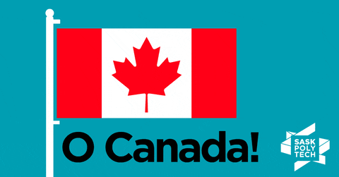 O Canada Day Fluttering Cartoon Flag GIF