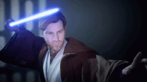 Obi Wan Kenobi Star Wars Figure Lightsaber GIF