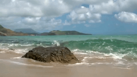 Ocean Waves Against Small Rock GIF