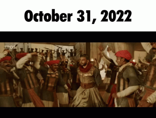 October 31 2022 Is Displayed On A Screen With A Group Of People Dancing GIF