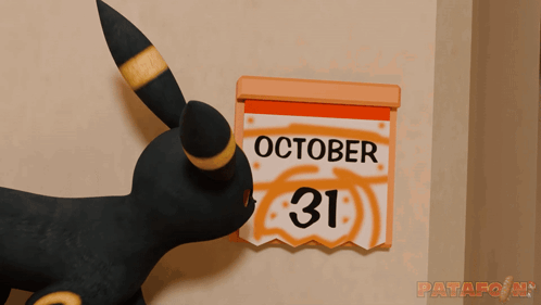 October 31 Is Written On A Calendar Next To A Black Animal GIF