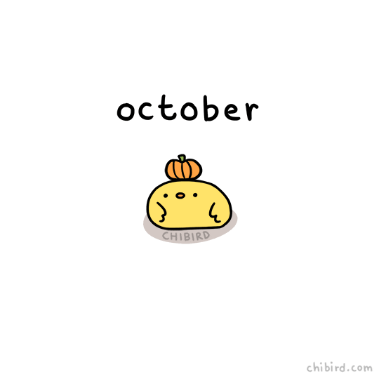 October Cute Bouncy Chibird Cartoon GIF