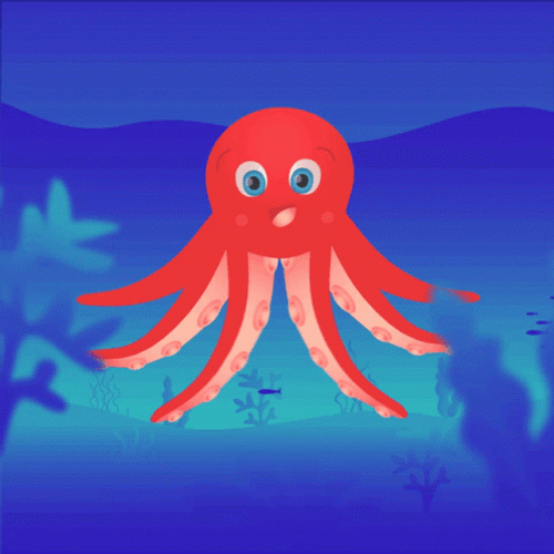 Octopus Cartoon In The Water GIF 