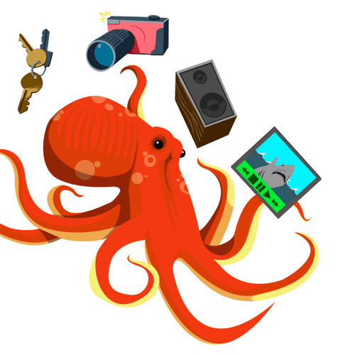 Octopus Multitasking Gadgets GIF