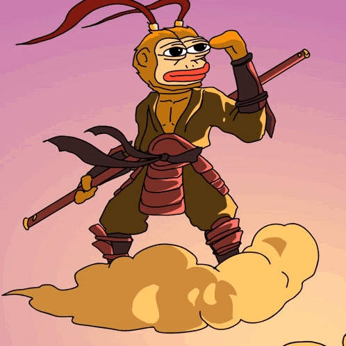 Odd Face Wukong Riding Cloud GIF