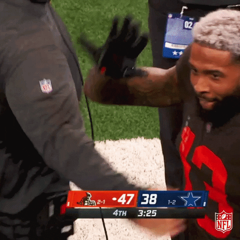 Odell Beckham Jr High Five With Teammate GIF