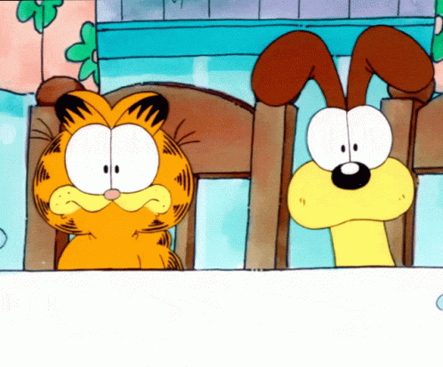 Odie And Garfield Looking On Monday GIF