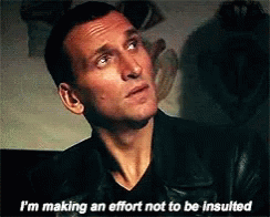 Cristopher Eccleston Trying Not To Be Offended GIF
