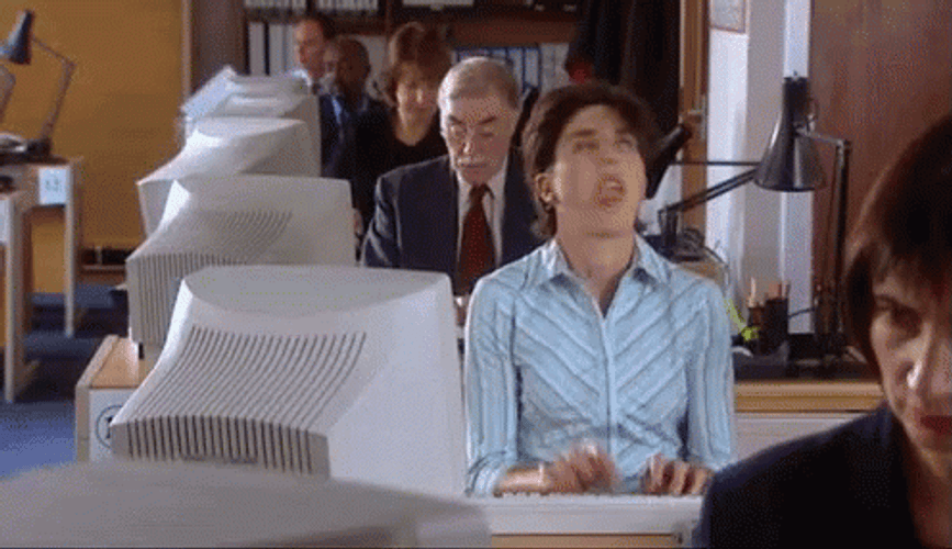 Office Lady Creepy Typing Fast GIF