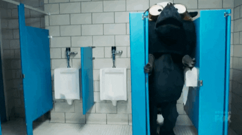 Office Mascot Stuck Toilet GIF