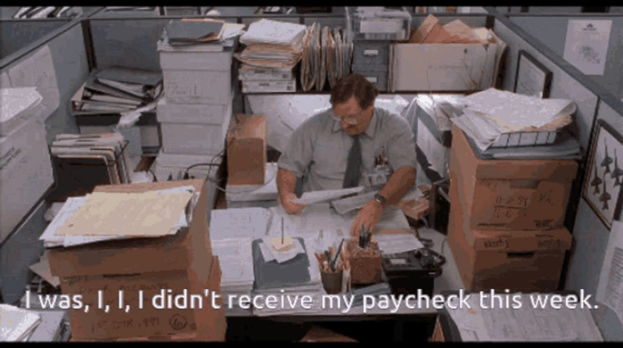 Office Space Milton Waddams Did Not Get Paycheck GIF