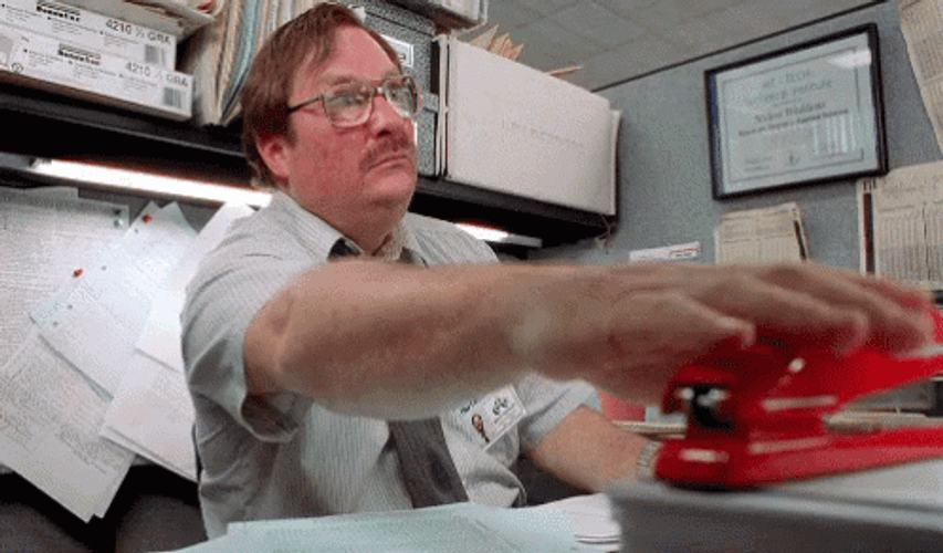 Office Space Milton Waddams Getting His Stapler GIF