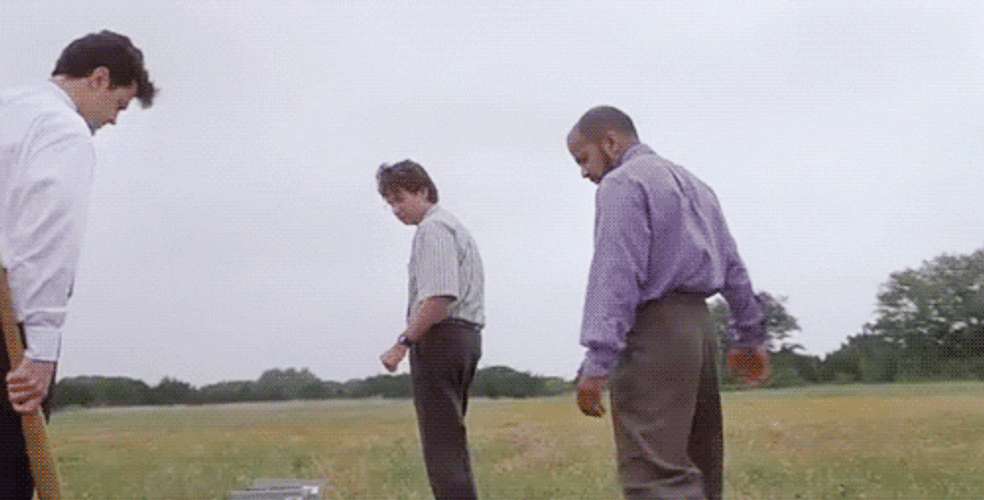 Office Space Printer Scene Beating Down In Field GIF