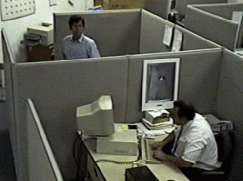 Office Worker Kick And Throwing Computer GIF