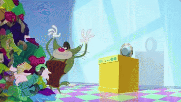Oggy And The Cockroaches Jack Doing Laundry GIF