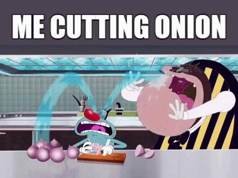 Oggy the Cat Cutting Onion