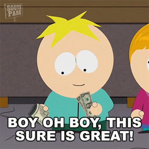 Oh Boy Butters Stotch South Park Money GIF