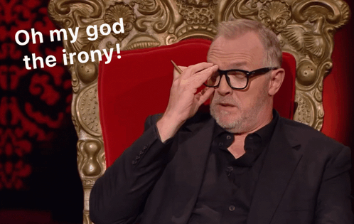 Oh My God The Irony Greg Davies GIF