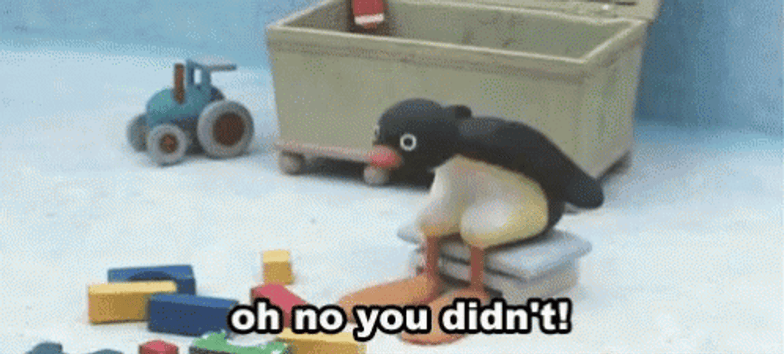 Oh No You Didn't Penguin Shaking Head GIF