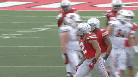 Ohio State Football Player Chase Young Rejoicing GIF