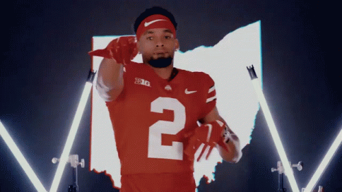 Ohio State Football Player Chris Olave Crossing Arms GIF