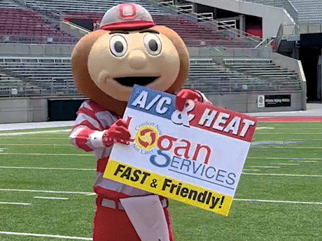 Ohio State Mascot Brutus Buckeye Pointing At Sign GIF