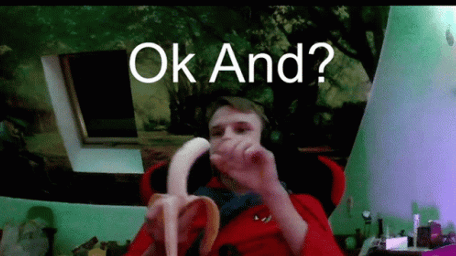 Ok And Man Eating Banana GIF