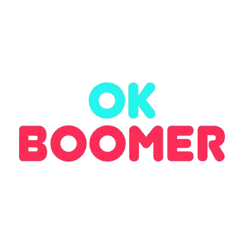 Ok Boomer Logo in Blue and Red