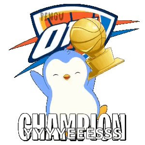 OKC Logo Penguin Holding Trophy GIF