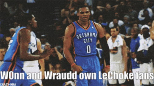 Oklahoma City Basketball Players Celebrating Win GIF