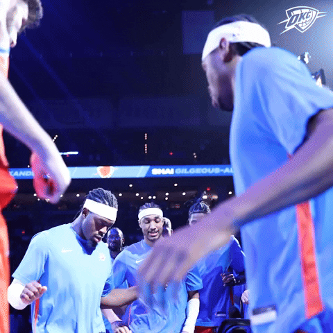 Oklahoma City Thunder Players Warming Up Excitedly GIF