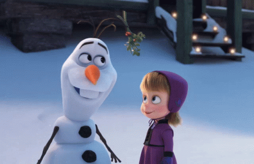 Olaf Being Kissed By A Kid GIF