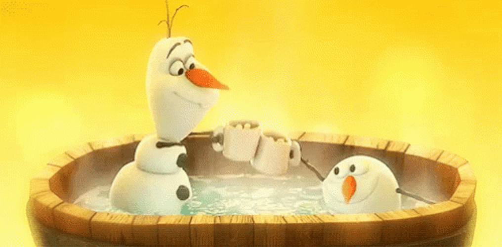 Olaf And Friend In Hot Tub GIF